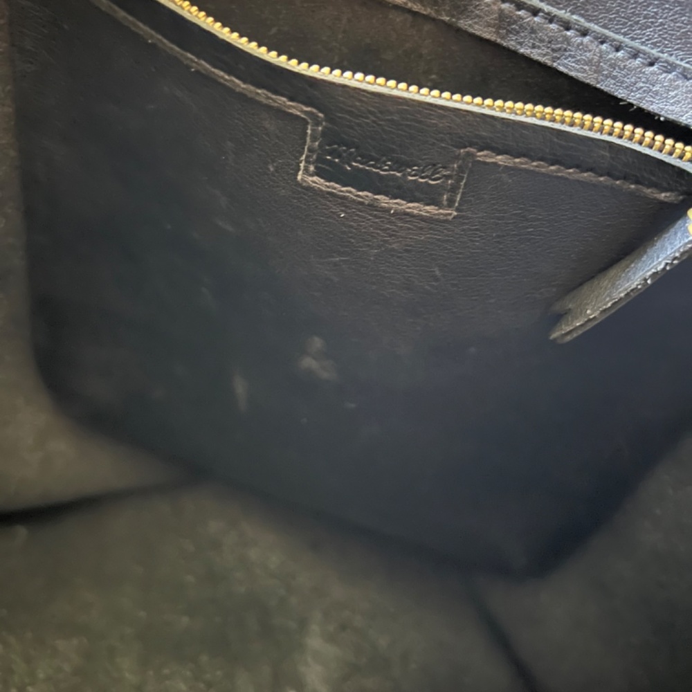 Madewell Transport Leather Tote in Black with Brown Handles - Picture 10 of 12